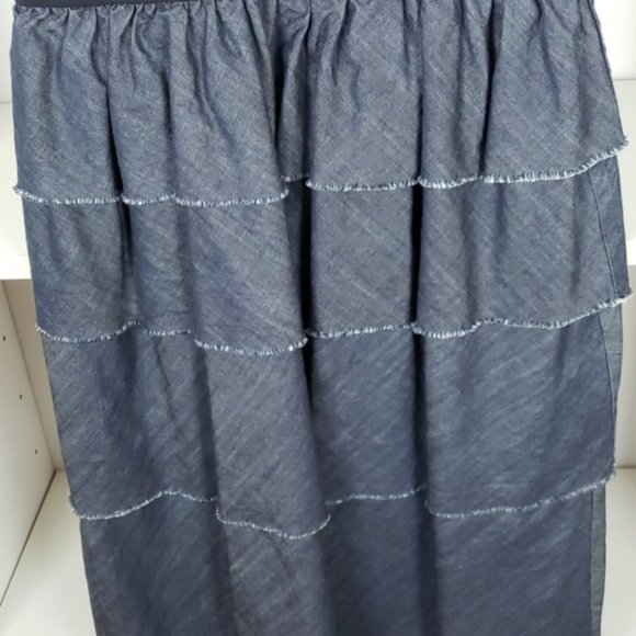 Theory Black Denim Tiered Ruffle Dress SZS/P - Picture 5 of 6